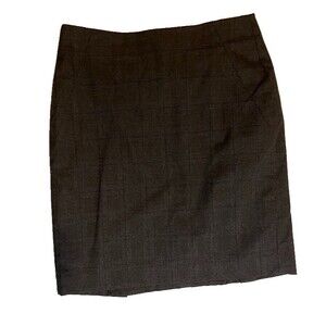 Banana Republic Sz 0 Gray Windowpane Pencil Skirt Corpcore Business Career Chic